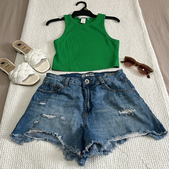 Rewash Women's Blue Denim Shorts - Picture 1 of 7